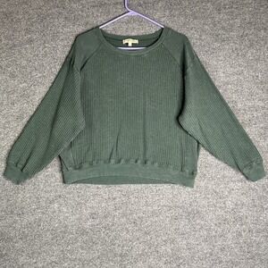 Farmers Market Waffle Knit Sweatshirt Size Large‎ Relaxed Fit Green